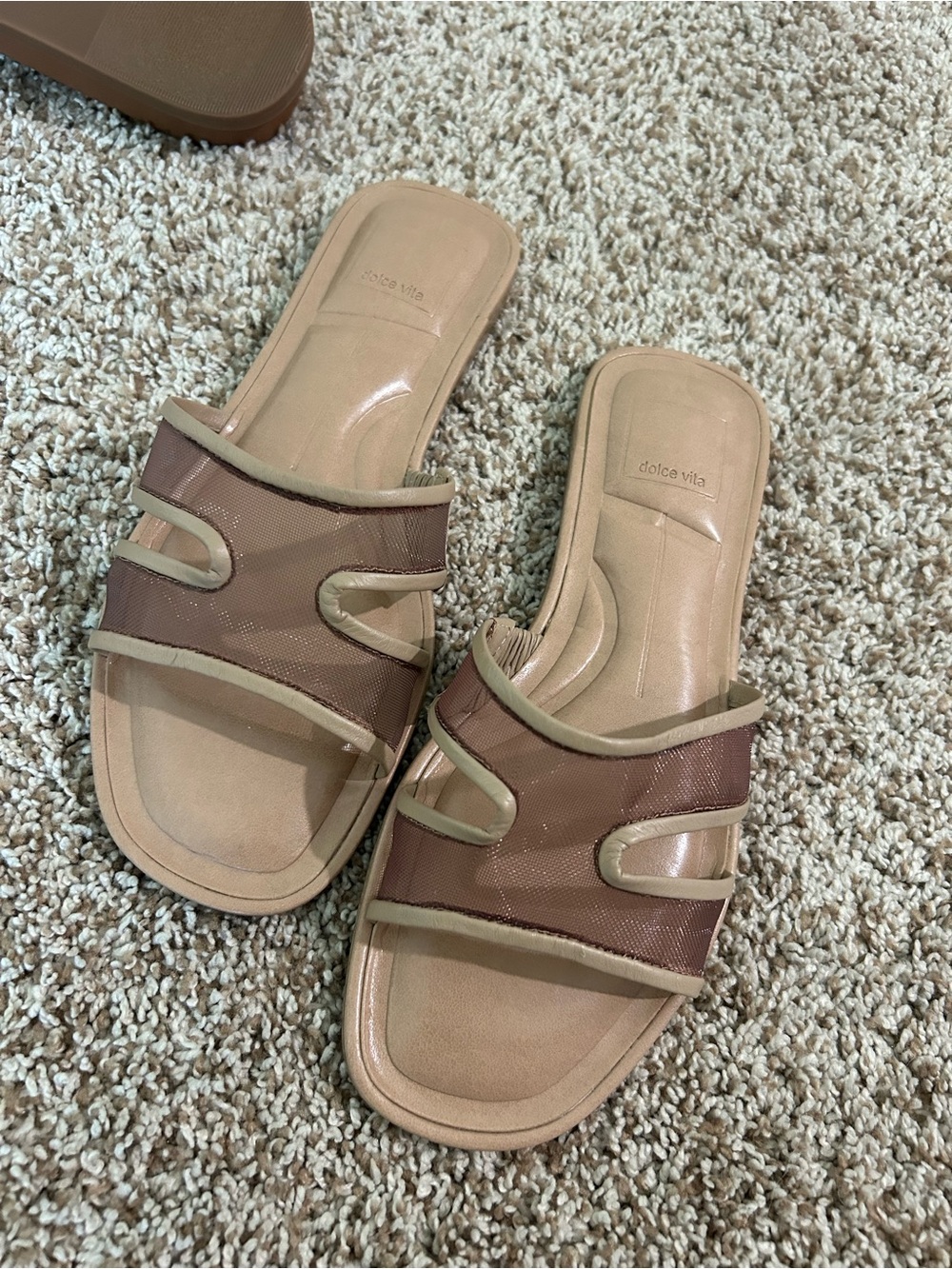 Dolce Vita Brown & Tan Slide Sandals